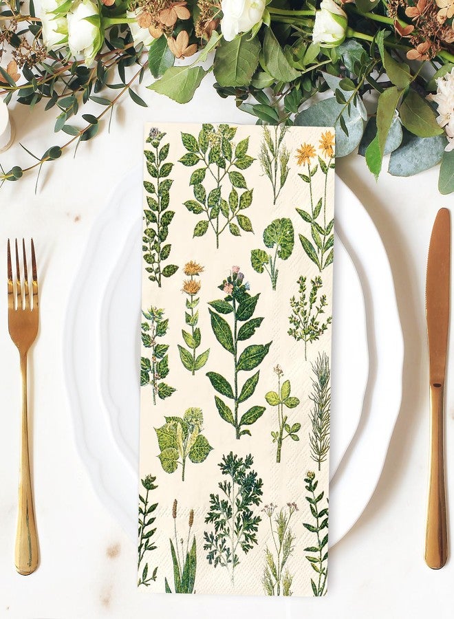 JarThenaAMCS 100Pcs Vintage Greenery Guest Napkins Disposable Green Plant Flower Paper Napkins Botanical Dinner Hand Napkin for Party Supplies Table Decorations - Image 3